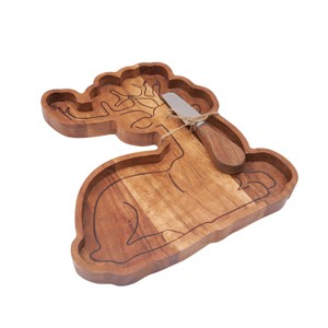 C&F Home Reindeer Shaped Wooden Serving Board with Spreader, 10.75 x11.00-in. - 1 of 4