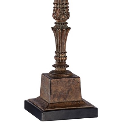 Thornewood Crackled Brown Candlestick Console Table Lamp with Beige Shade