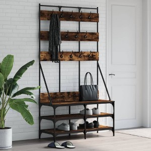 vidaXL Clothes Rack with Shoe Storage Smoked Oak 39.4"x15.7"x72.4" - 1 of 4