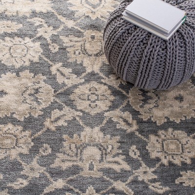 Handmade Gray Wool 6' x 9' Rectangular Area Rug