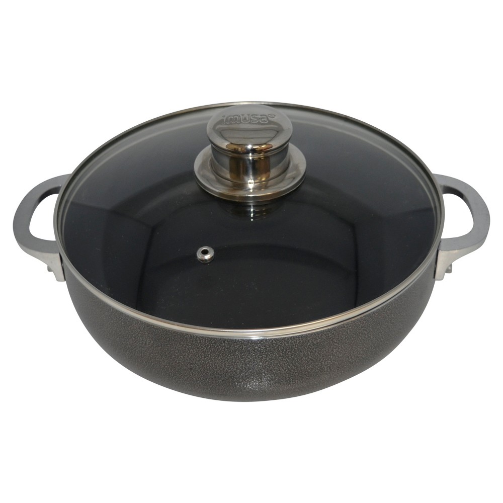 IMUSA USA 6.9Qt Nonstick Hammered Caldero (Dutch Oven) with Glass Lid