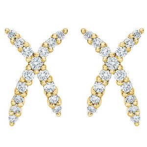 Pompeii3 1/2Ct T.W. Diamond Fashion Women's X Shape Lab Created Earrings 10k Gold Studs - 1 of 4