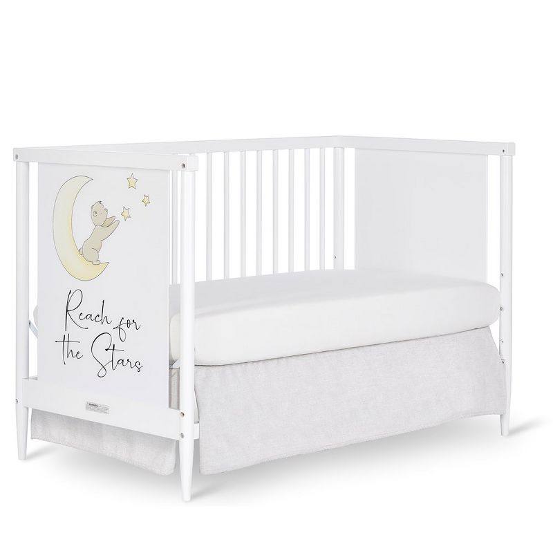 Dream On Me Moon Bear Reaching For The Stars 4 In 1 Modern Island Convertible Crib With Rounded Spindles Mural On One End Panel, White Finish, 5 of 8