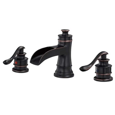 BWE 8 in. Widespread Double Handle Waterfall Bath Faucet With Pop-up Drain Assembly in Spot Resist