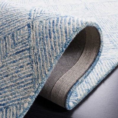 Cushioned Abstract Blue Wool 8' x 10' Hand-Tufted Area Rug