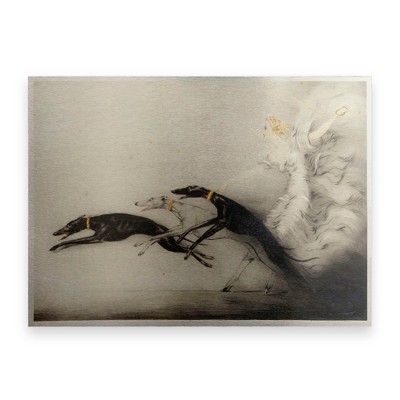 Trademark Fine Art -Vintage Apple Collection 'Art Deco Woman Greyhounds' Canvas Art