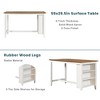5-Piece Counter Height Dining Table Set with 4 Upholstered Chairs, Wood Kitchen Table with 3-Tier Storage Shelf for Dining Room or Small Space - 4 of 4