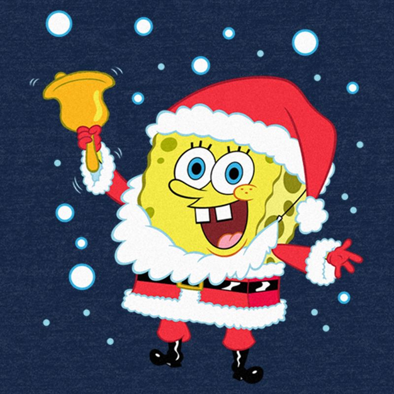Men's SpongeBob SquarePants Christmas Santa Bell T-Shirt, 2 of 5