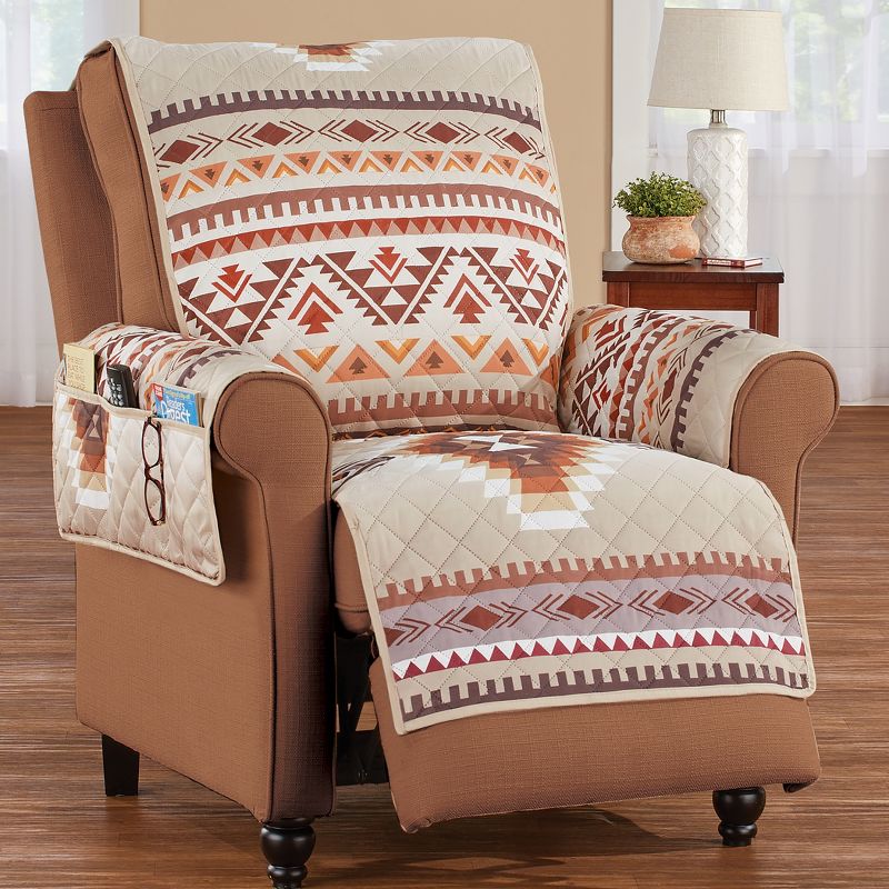 Collections Etc Quilted Neutral Southwest Aztec Furniture Cover, 2 of 3