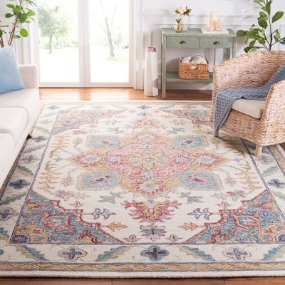 Ivory and Rust Hand-Tufted Wool Rectangular Area Rug