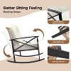 3-Piece Outdoor Rocking Bistro Set, Patio Conversation Set with Thick Cushions & 2-Tier Coffee Table, Rattan Porch Furniture for Garden, Balcony - 3 of 4