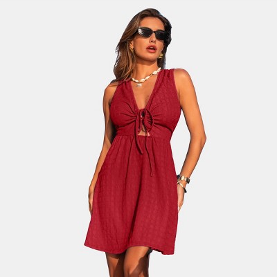 Women's Chic Tie-Front Sleeveless Mini Sundress - Cupshe