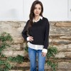 Anna-Kaci Women's V-Neck Top with White Lace Trim and Button Cuffs - 2 of 4