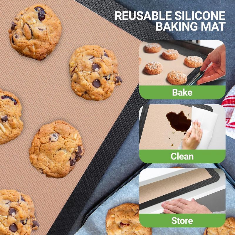 Nutrichef 2 - Pc Silicone Baking Mats - Brown & Black, 5 of 8