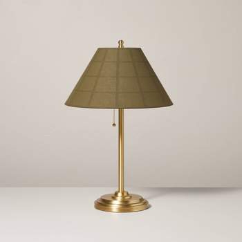 23" Plaid Shade Metal Table Lamp Brass/Green - Hearth & Hand™ with Magnolia
