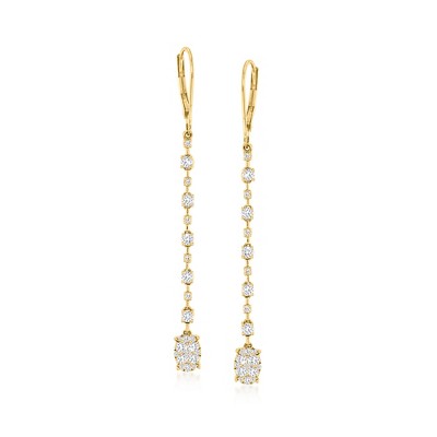 Ross-Simons 1.00 ct. t.w. Diamond Linear Drop Earrings in 14kt Yellow Gold