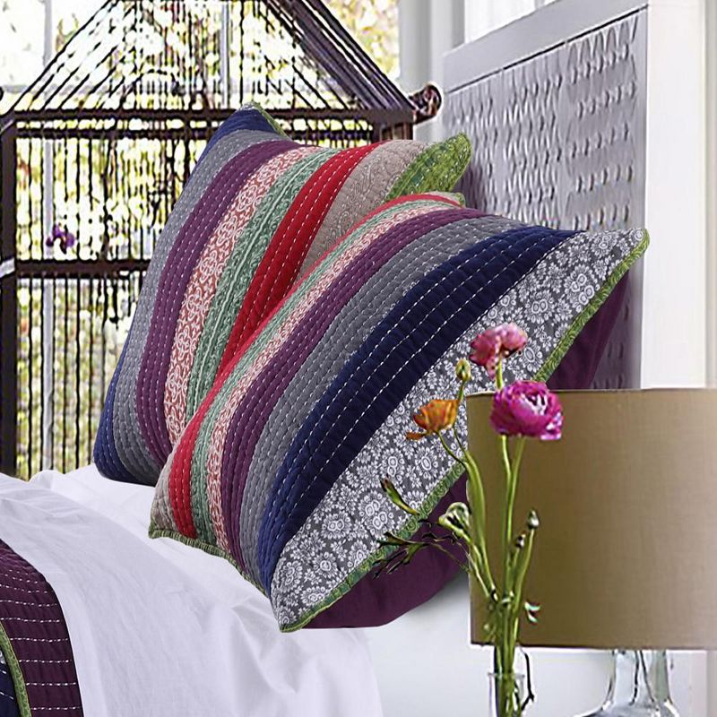 Marley Cotton Reversible Pillow Sham King 20" x 36" Multicolor by Greenland Home Fashion, 2 of 6