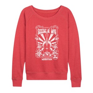 Women's - Woodstock - Summer Of Love Lightweight French Terry Wide Neck Long Sleeve Graphic Shirt - 1 of 3