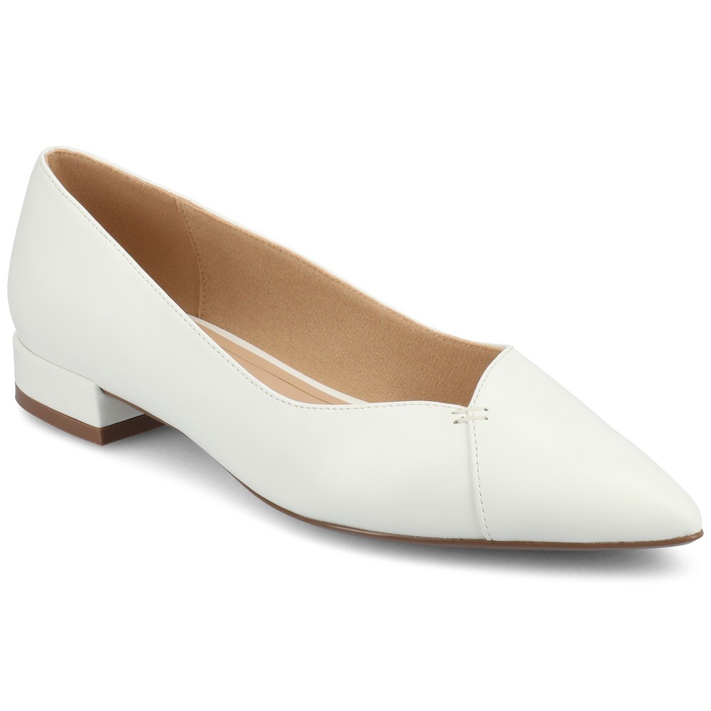 Journee Collection Carmin Womens Pointed Closed Toe Ballet Flats, 7 Wide, White