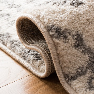 Ivory and Gray Hand-knotted Wool Runner Rug