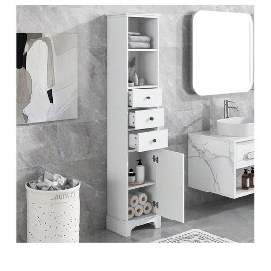 68.3" Tall Bathroom Cabinet,Storage Cabinet With 1 Doors & 3 Drawer, 2 Open Storage Shelf,Bathroom Storage Cabinets With Adjustable Shelves, For Livi - 1 of 4