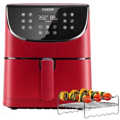 Cosori Premium 5.8qt Digital Air Fryer with Skewer Rack Set - Red