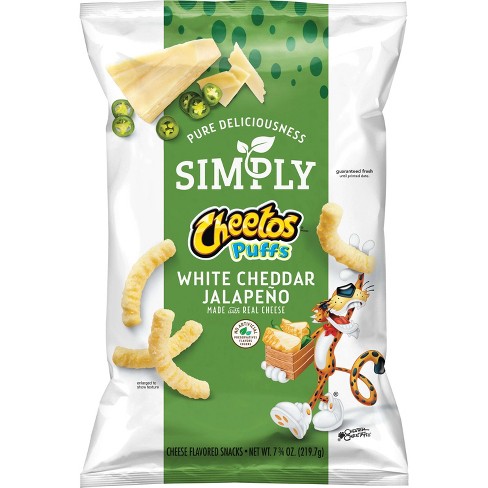 cheetos cheddar jalapeno puffs cheese simply flavored snack snacks bag chips oz target 75oz plastic crunchy walmart recipe ounce wegmans