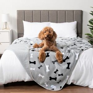 PetAmi Waterproof Dog Blanket For Pet Cat, Faux Shearling Fleece Couch Cover, Soft Plush Washable Reversible Throw - 1 of 4