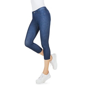 Memoi Denim Zipper Capri Cotton Blend Jean Leggings - 1 of 4