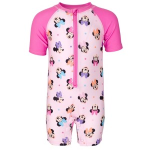 Disney Winnie the Pooh Minnie Mouse Half Zip Sunsuit Newborn to Toddler - 1 of 4