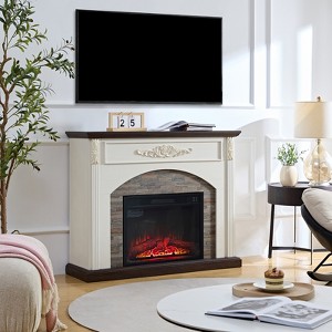 44" Farmhouse Fireplace Mantel With Heater - 1 of 4