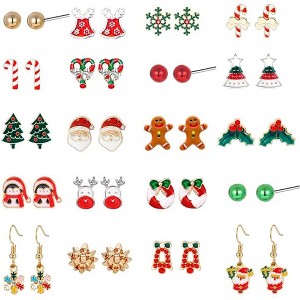 Cute Christmas Stud Earrings Bulk Set - 20 Pairs Hypoallergenic Jewelry for Girls & Teens. - 1 of 4