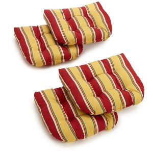 Blazing Needles, 19-inch U-Shaped Spun Polyester Outdoor Tufted Dining Chair Cushions (Set of 4) - 1 of 1