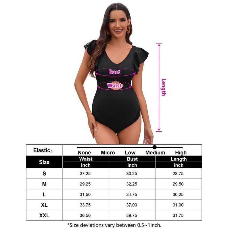 Ruffle Maternity Swimsuit One Piece High Waisted Pregnancy Bathing Suits Push Up Swimwear, 5 of 7