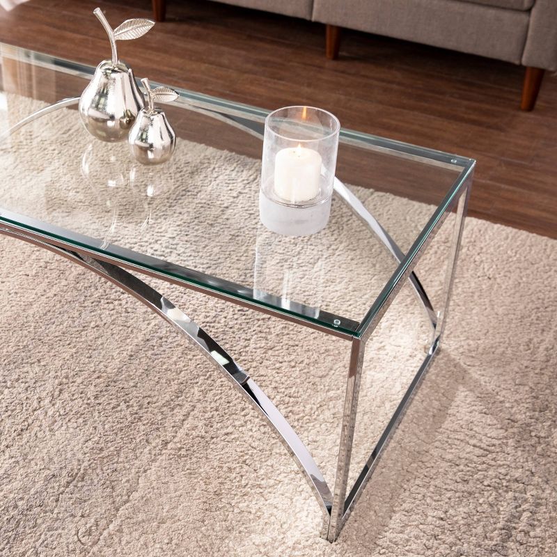 Kalb Glass Top Cocktail Table Chrome - Aiden Lane, 3 of 9