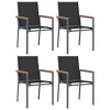 vidaXL 5 Piece Black Dining Set with Steel Frame and Textilene Fabric, Outdoor Seating with Comfortable Chairs and Tempered Glass Tabletop - 4 of 4