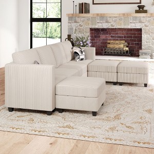 Belffin Modular Sectional Couch with Storage Ottoman U Shaped Corduroy Sectional Sofa with Chaise Convertible Modern Sectional Sofa Couch - 1 of 4