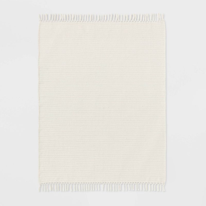 Solid Throw Blanket Ivory - Threshold&#8482;, 3 of 6