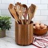 MegaChef 7 Piece Acacia Wood Kitchen Cooking Utensil Set with Crock in Dark Brown - 2 of 4