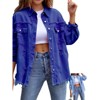 Coolmee Women's Oversized Denim Jacket Casual Long Sleeve Denim Shirts Distresse Jean Jacket Outfits - 4 of 4