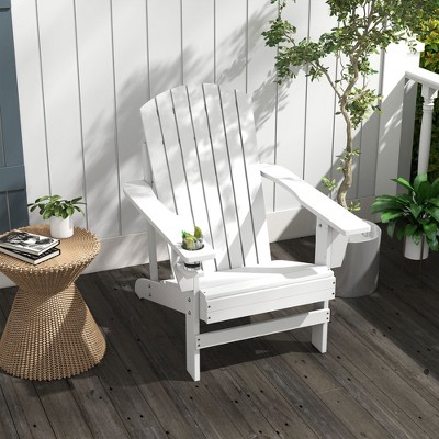 White Fir Wood Adirondack Chair with Cupholder