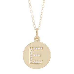 Adornia Tarnish Resistant 14k Gold Plated Initial Pave Disc Necklace - 1 of 3