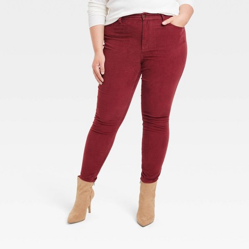Women'S Plus Size High-Rise Corduroy Skinny Jeans - Universal Thread™ Red  24W : Target