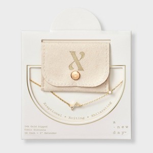 14K Gold Dipped Cubic Zirconia Initial Necklace - A New Day™ - 1 of 4