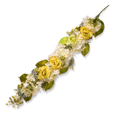 Collections Etc Yellow Rose Wildflower Floral Garland 60 x 6 x 4