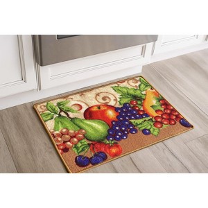 Home Mart Goods Beige Fruits Washable Kitchen Mat With Non-Slip Backing - 24"x17" - 1 of 4