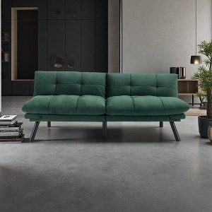 Leather-Look 2-Seater Convertible Sofa Bed with Adjustable Arm & Backrest - 1 of 4