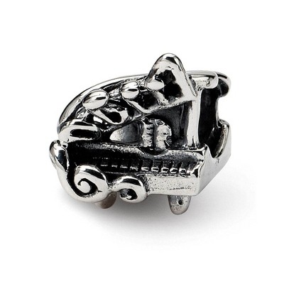Black Bow Jewelry Sterling Silver Baby Grand Piano Bead Charm