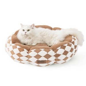 ZOMISIA Cat Beds for Indoor Cats, Washable Cute Flower Pet Bed for Puppy & Kitten, Round Plush Pet Bed with Anti-Slip Bottom - 1 of 4