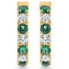 Pompeii3 4 1/2Ct Emerald & Diamond Hoops White or Yellow Gold Lab Created 1" Tall - 2 of 3